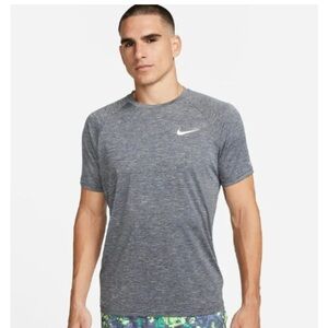 Men’s Nike Gray Short Sleeve Swim Dri-Fit Shirt UPF 40 XXL Sun Protection Beach